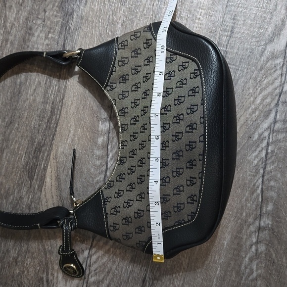 Vintage Dooney & Bourke Monogram Logo Hobo Shoulder Hand Bag Black Grey - Picture 9 of 13